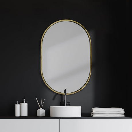 Sylvia I Oval Gold Metal Frame Wall Mirror by Mercana at Eve Furniture