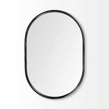 Sylvia II Oval Black Metal Frame Mirror by Mercana at Eve Furniture