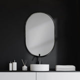 Sylvia II Oval Black Metal Frame Mirror by Mercana at Eve Furniture