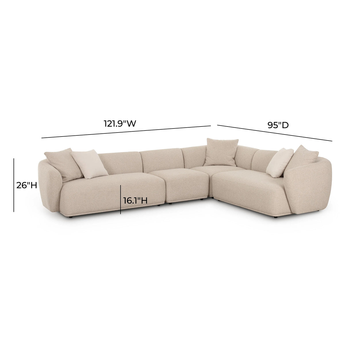 Sylvie Cream Boucle 4-Piece Sectional by TOV Furniture at Eve Furniture