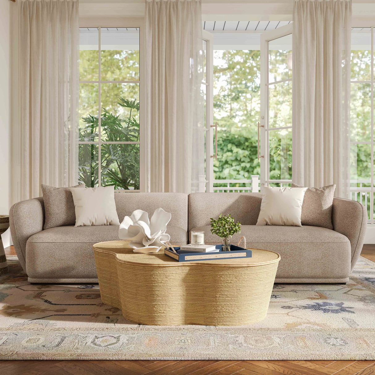 Sylvie Cream Boucle 4-Seater Sofa by TOV Furniture at Eve Furniture