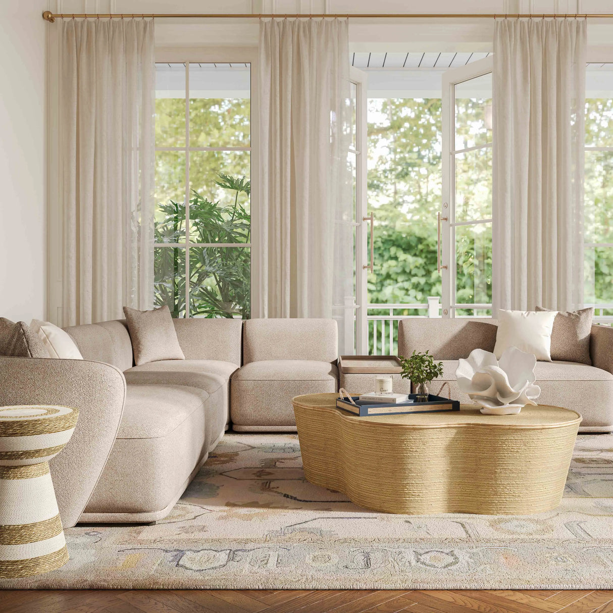 Sylvie Cream Boucle 6-Piece Large Sectional by TOV Furniture at Eve Furniture