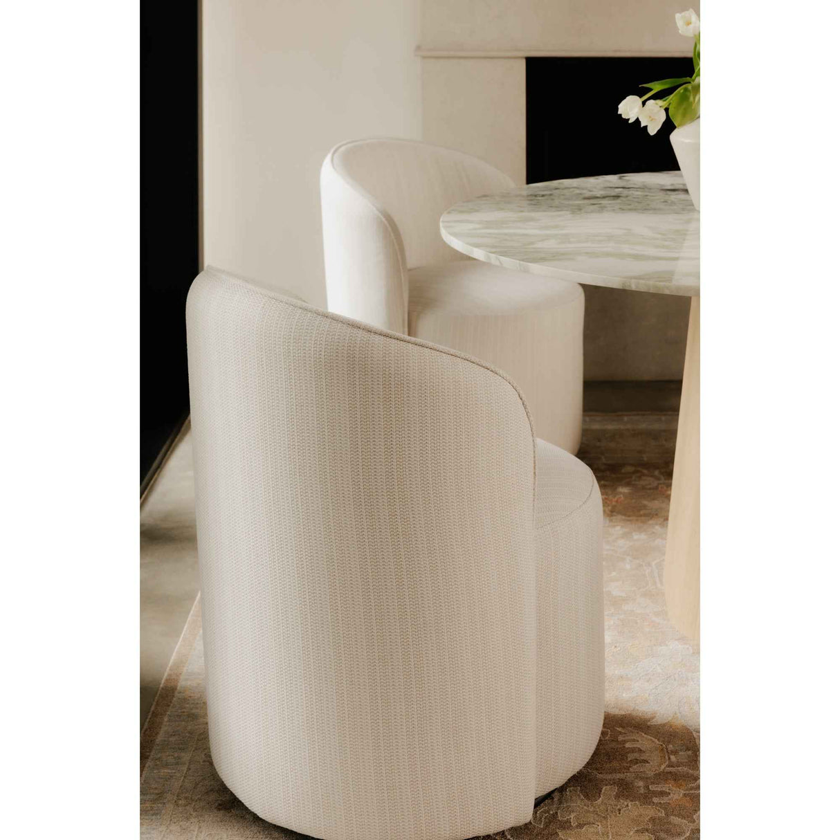 Sylvie Cream Outdoor Swivel Dining Chair