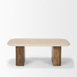 Symona Travertine and Mango Wood Rectangle Coffee Table by Mercana at Eve Furniture