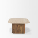 Symona Travertine and Mango Wood Rectangle Coffee Table by Mercana at Eve Furniture