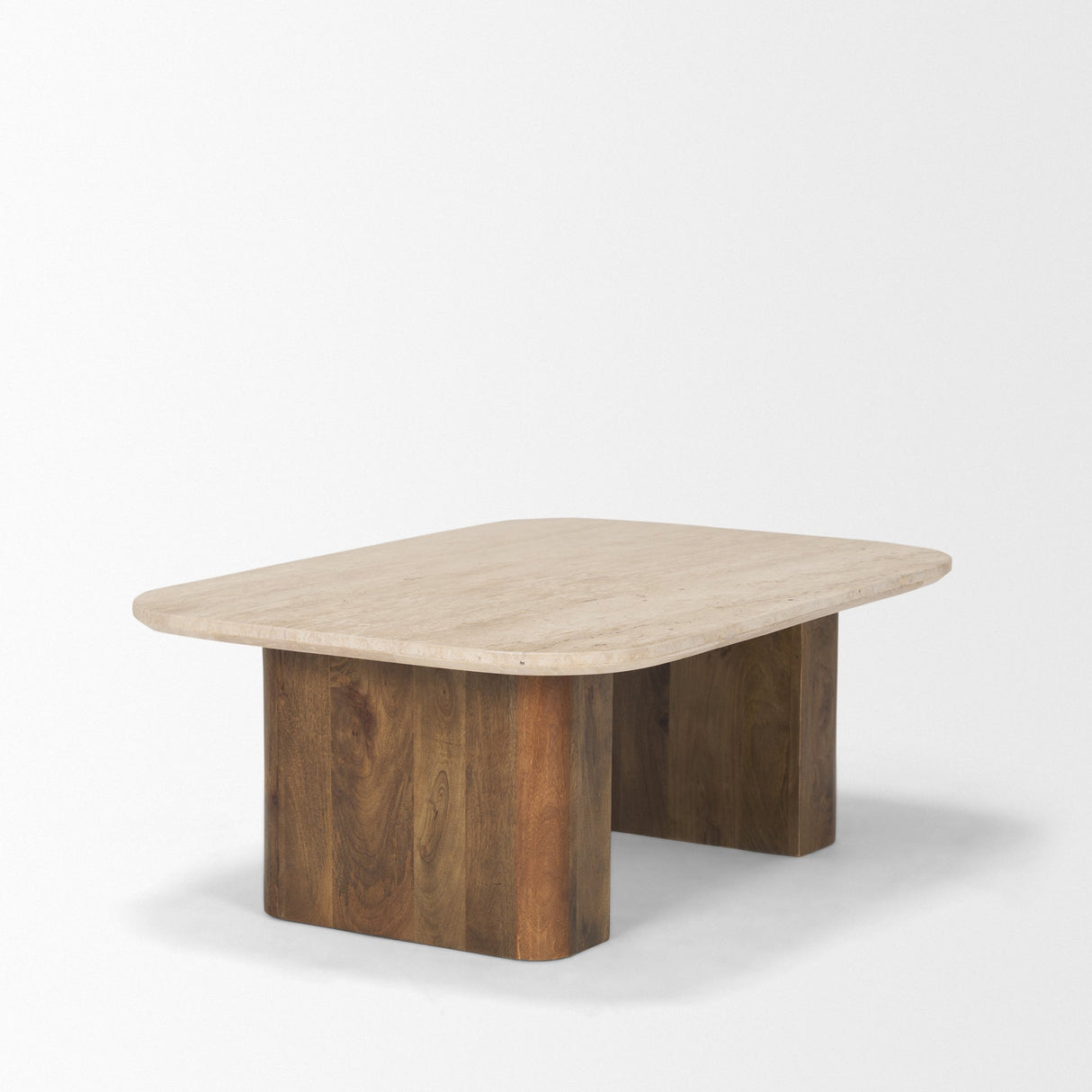 Symona Travertine and Mango Wood Rectangle Coffee Table by Mercana at Eve Furniture