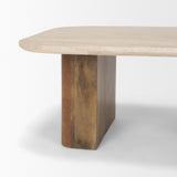 Symona Travertine and Mango Wood Rectangle Coffee Table by Mercana at Eve Furniture