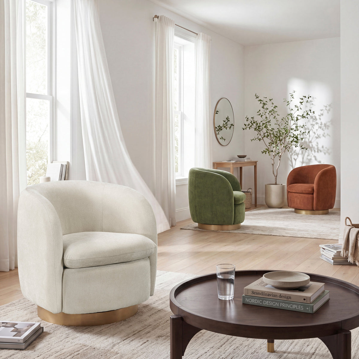 Synova Taupe Chenille Swivel Chair by Homelegance at Eve Furniture