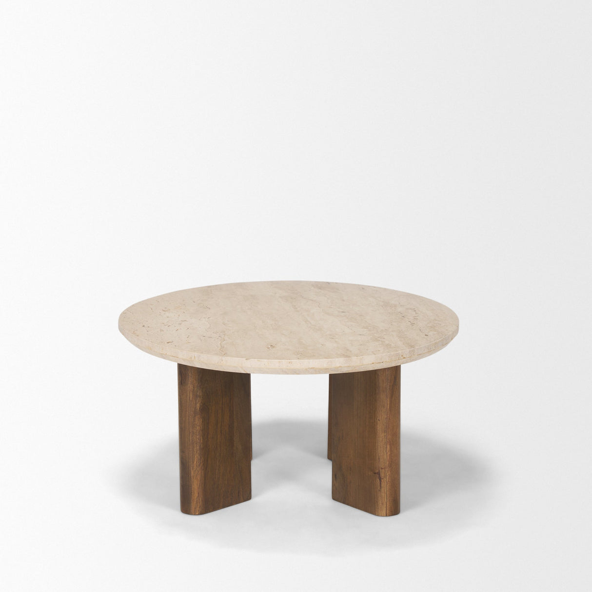 Syona Travertine + Mango Wood leg Oval Coffee table by Mercana at Eve Furniture