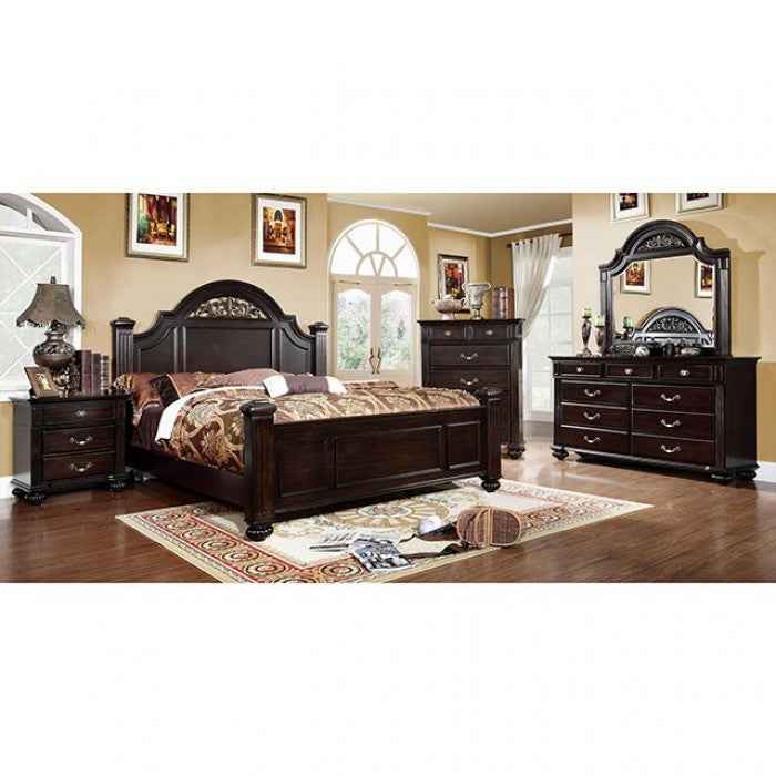Syracuse Dark Walnut 4-Piece Queen Bedroom Set by Furniture of America at Eve Furniture