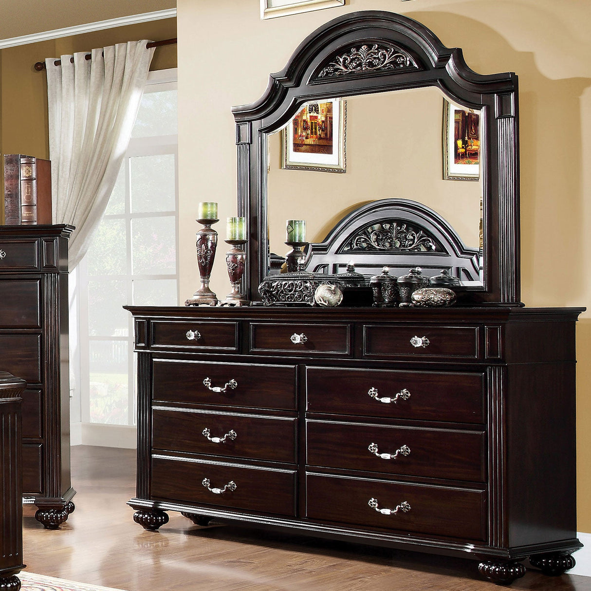 Syracuse Dark Walnut Mirror by Furniture of America at Eve Furniture