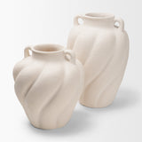 Syros Twisted Small Cream Ceramic Urn Vase by Mercana at Eve Furniture