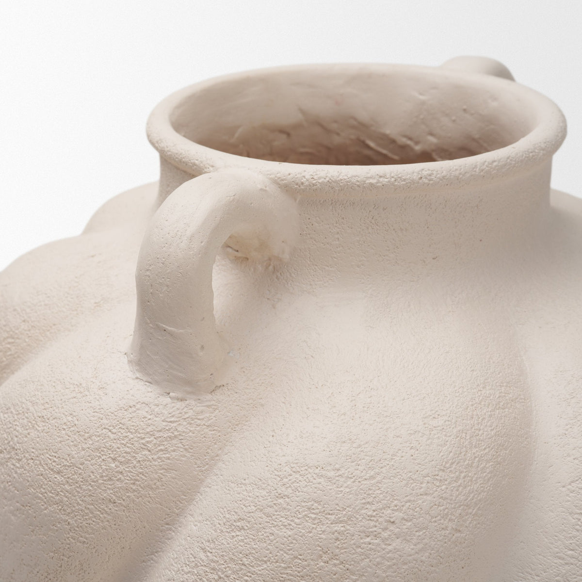 Syros Twisted Small Cream Ceramic Urn Vase by Mercana at Eve Furniture