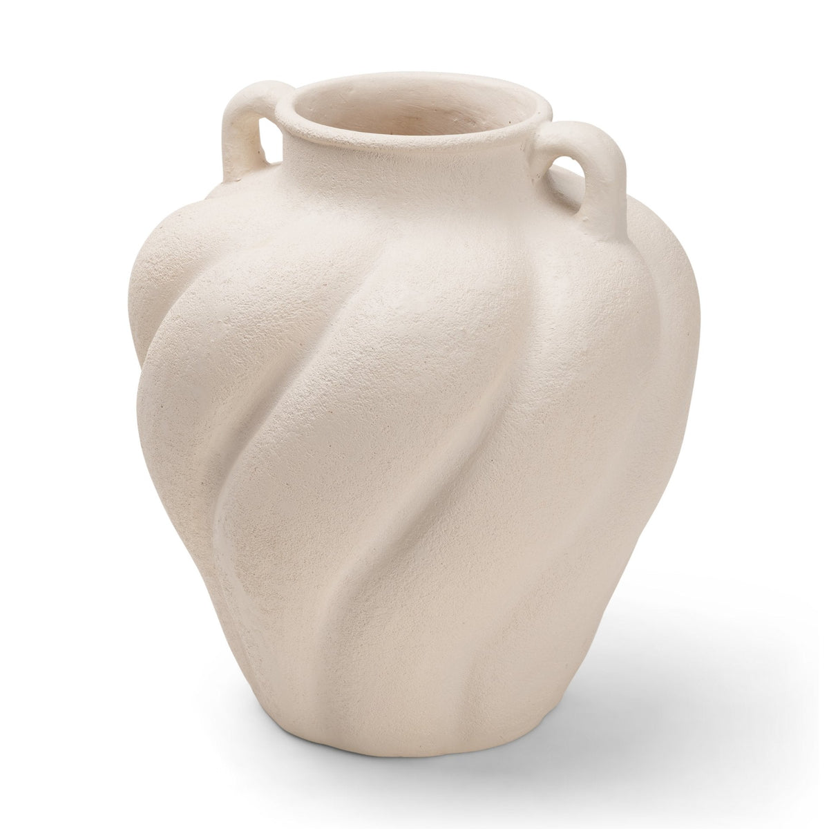 Syros Twisted Small Cream Ceramic Urn Vase by Mercana at Eve Furniture