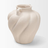 Syros Twisted Small Cream Ceramic Urn Vase by Mercana at Eve Furniture