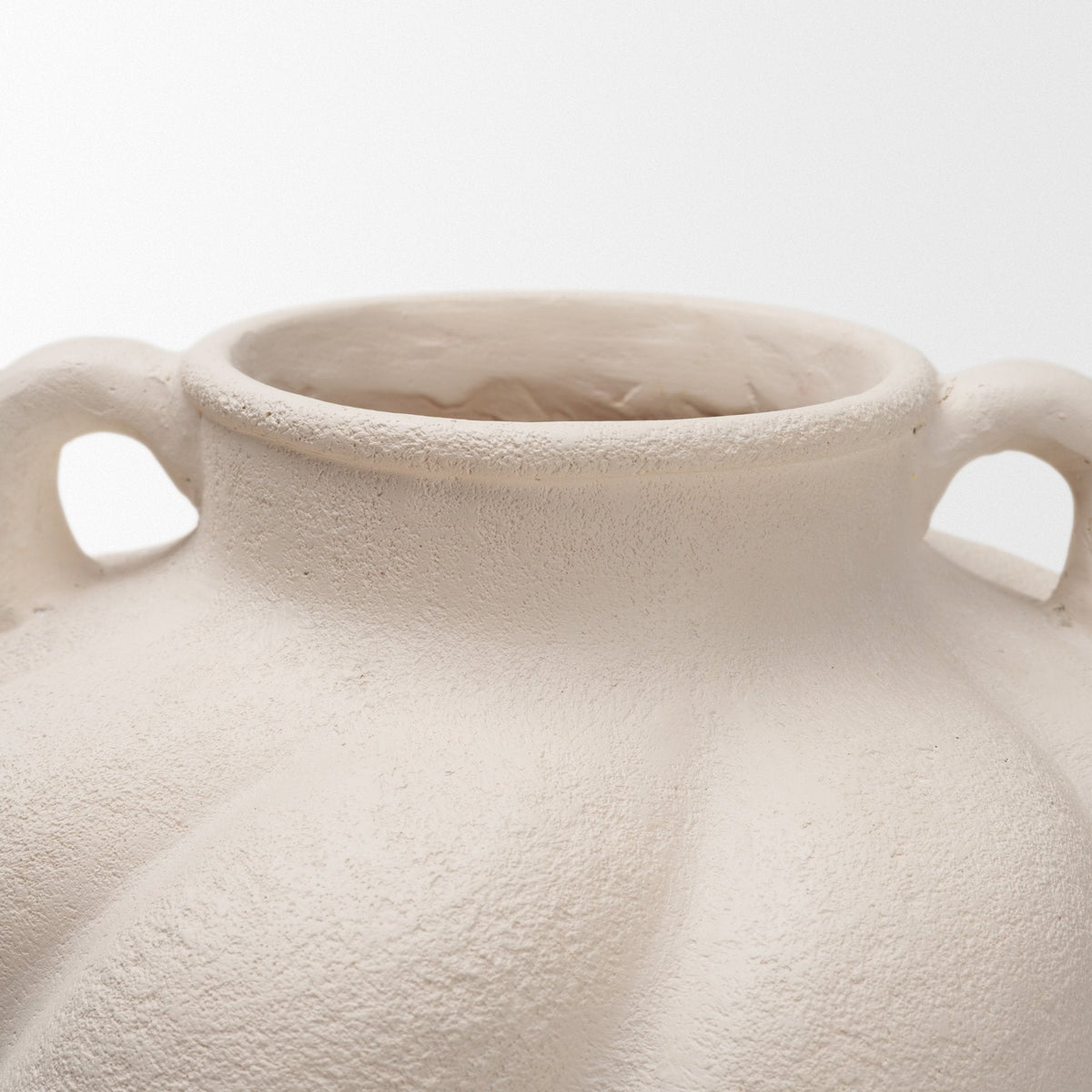 Syros Twisted Small Cream Ceramic Urn Vase by Mercana at Eve Furniture