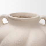 Syros Twisted Small Cream Ceramic Urn Vase by Mercana at Eve Furniture