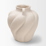 Syros Twisted Small Cream Ceramic Urn Vase by Mercana at Eve Furniture