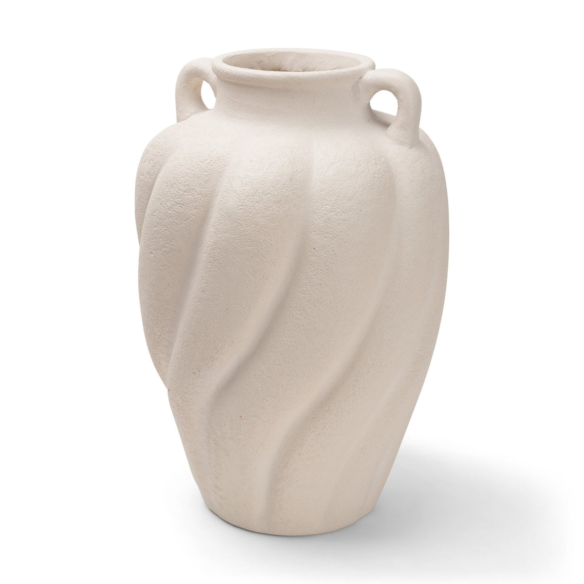 Syros Twisted Tall Cream Ceramic Urn Vase by Mercana at Eve Furniture