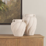 Syros Twisted Tall Cream Ceramic Urn Vase by Mercana at Eve Furniture