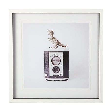 T-rex & Vintage Camera by Susannah Tucker Photography a Framed Photo Art Print Matted under Glass by Mercana at Eve Furniture