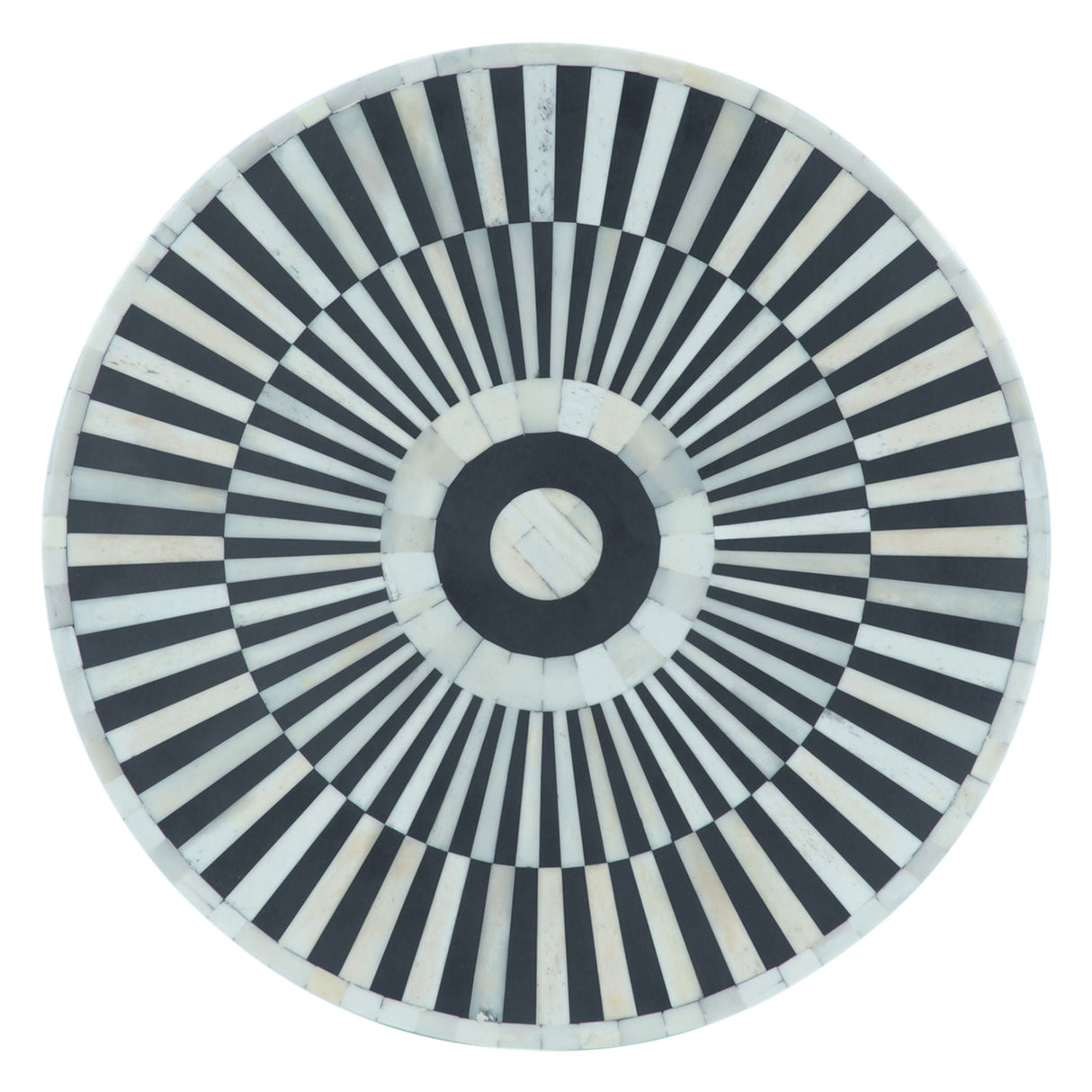 Taara 18" Round Side Table in Black and White Striped Pattern