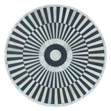 Taara 18" Round Side Table in Black and White Striped Pattern