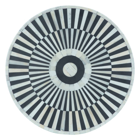 Taara 18" Round Side Table in Black and White Striped Pattern by Home Trends & Design at Eve Furniture