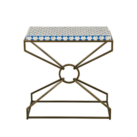 Taara 24" Side Table with Horn Inlay and Brass Base by Home Trends & Design at Eve Furniture