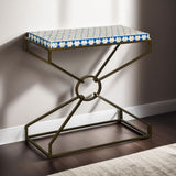 Taara 24" Side Table with Horn Inlay and Brass Base by Home Trends & Design at Eve Furniture