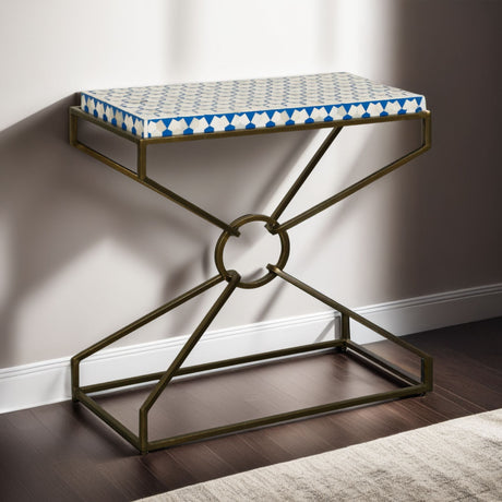 Taara 24" Side Table with Horn Inlay and Brass Base by Home Trends & Design at Eve Furniture
