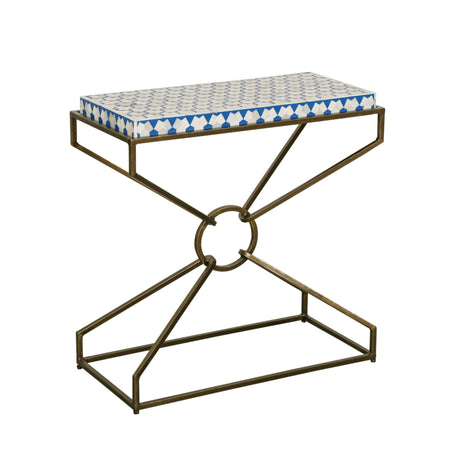 Taara 24" Side Table with Horn Inlay and Brass Base by Home Trends & Design at Eve Furniture