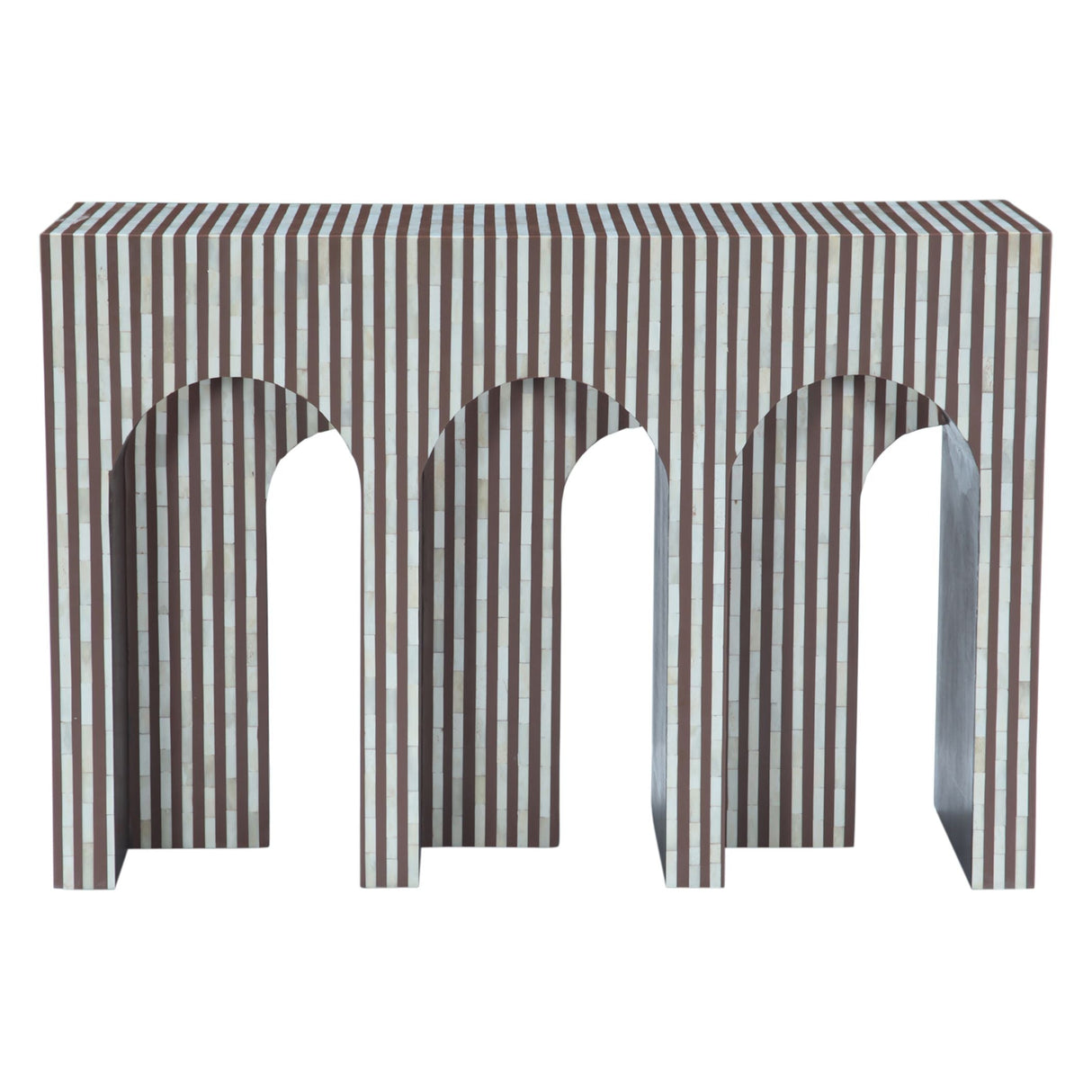 Taara 48" Arched Console Table in Brown and White Bone Inlay by Home Trends & Design at Eve Furniture