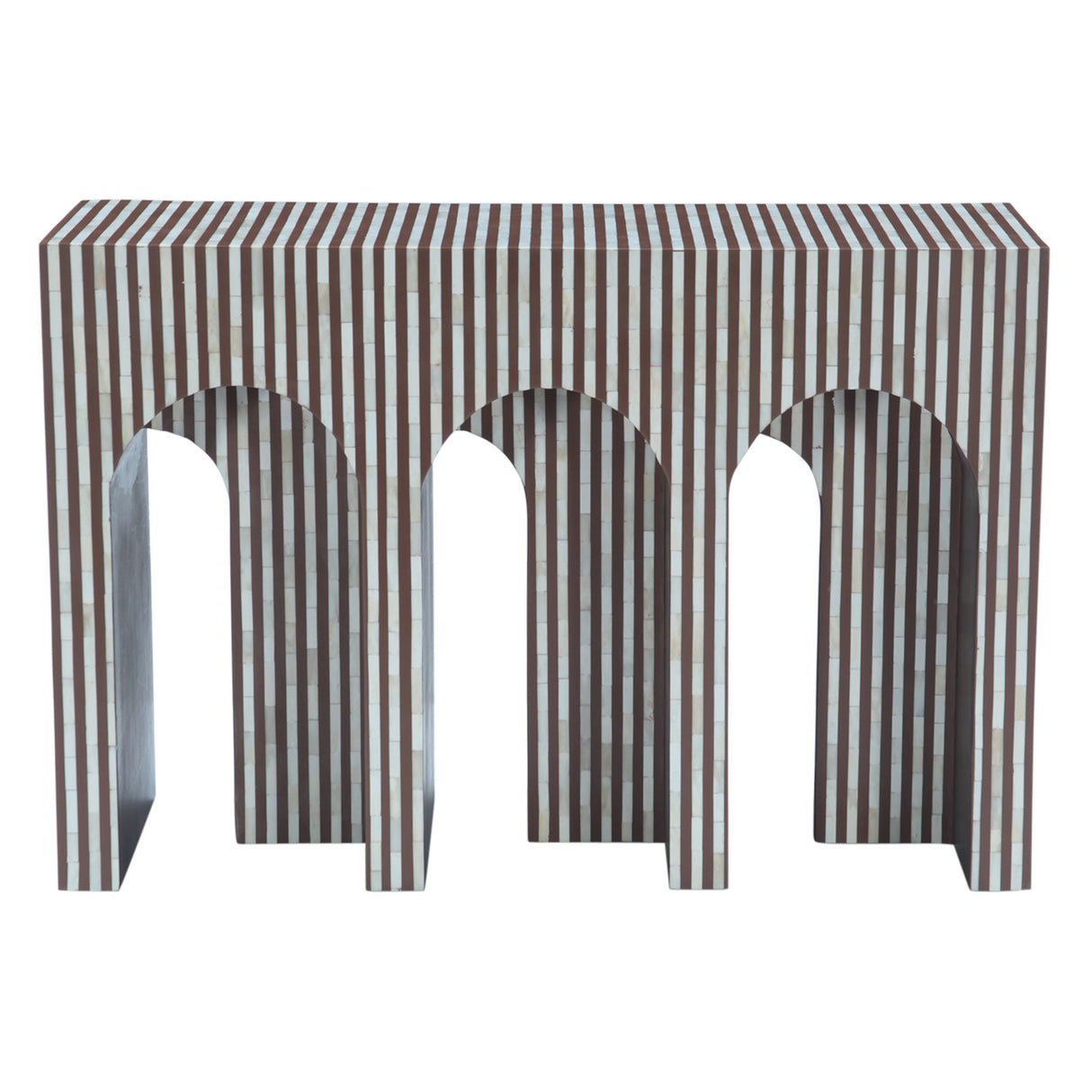 Taara 48" Arched Console Table in Brown and White Bone Inlay by Home Trends & Design at Eve Furniture
