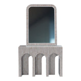 Taara 48" Mirror Frame in Brown and White Striped Pattern