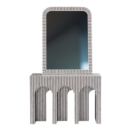 Taara 48" Mirror Frame in Brown and White Striped Pattern by Home Trends & Design at Eve Furniture