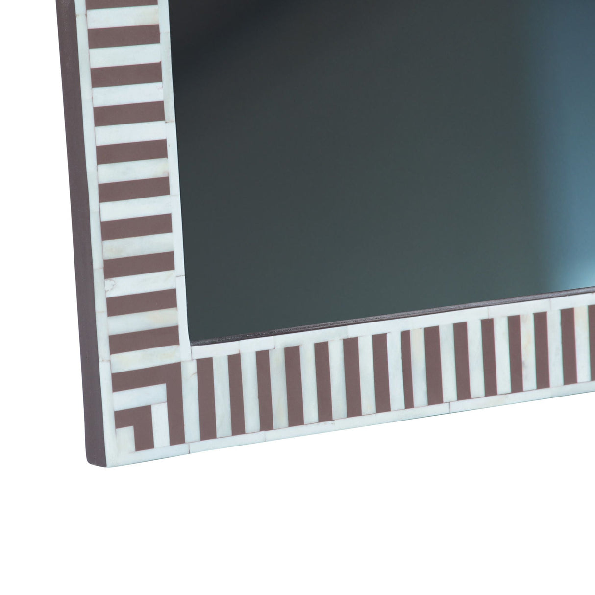 Taara 48" Mirror Frame in Brown and White Striped Pattern