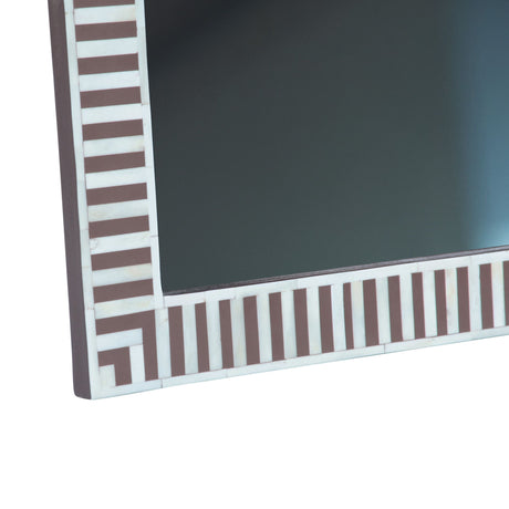 Taara 48" Mirror Frame in Brown and White Striped Pattern by Home Trends & Design at Eve Furniture