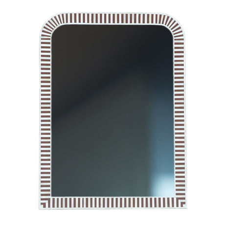 Taara 48" Mirror Frame in Brown and White Striped Pattern by Home Trends & Design at Eve Furniture