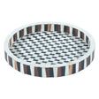 Taara Round Tray in Checkered Pattern by Home Trends & Design at Eve Furniture