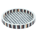 Taara Round Tray in Checkered Pattern by Home Trends & Design at Eve Furniture