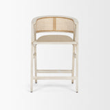 Tabitha 26.75" Seat Height Beige Fabric/Rattan Seat Blonde Wood Frame Counter Stool by Mercana at Eve Furniture