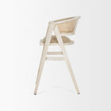 Tabitha 26.75" Seat Height Beige Fabric/Rattan Seat Blonde Wood Frame Counter Stool by Mercana at Eve Furniture