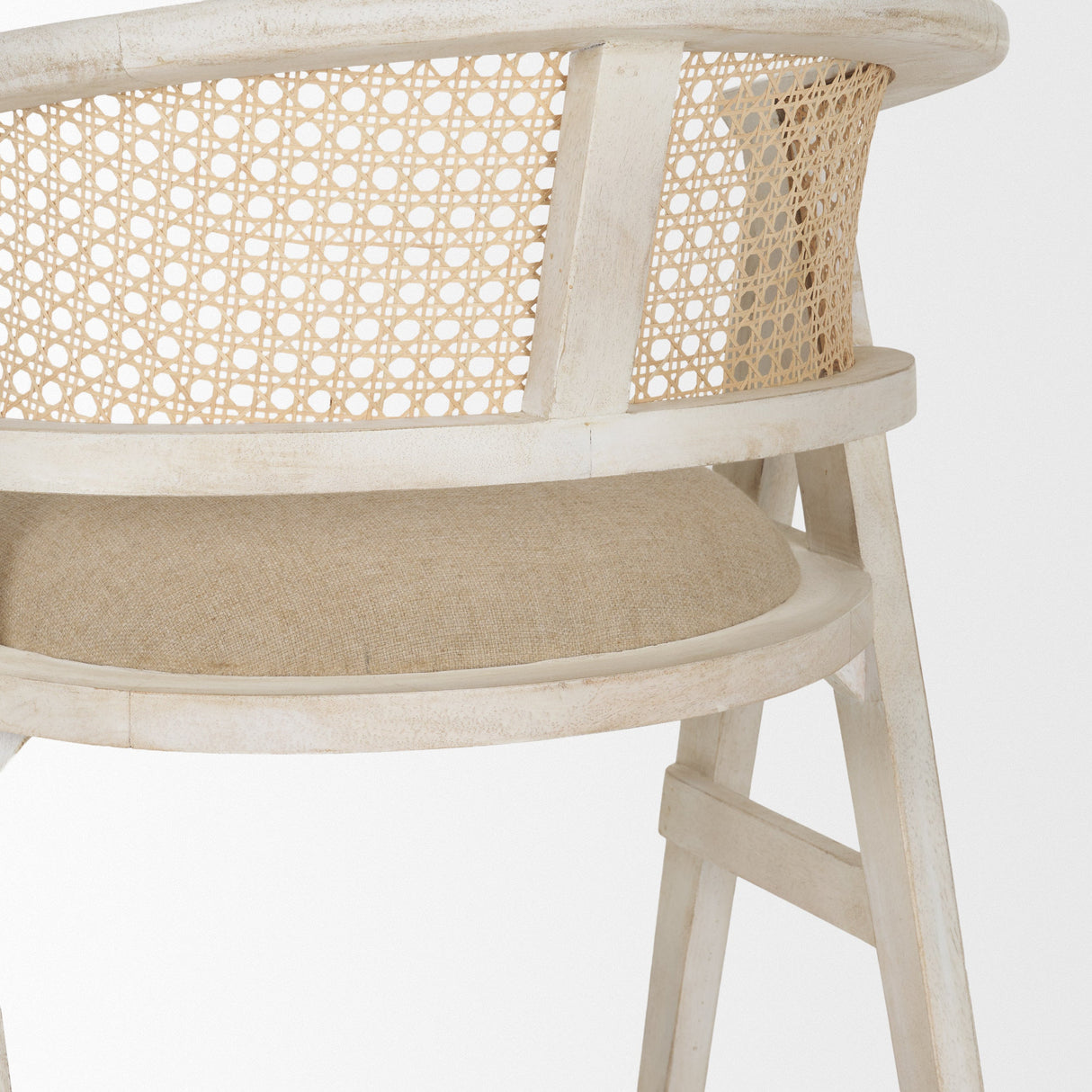 Tabitha 26.75" Seat Height Beige Fabric/Rattan Seat Blonde Wood Frame Counter Stool by Mercana at Eve Furniture