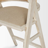 Tabitha 26.75" Seat Height Beige Fabric/Rattan Seat Blonde Wood Frame Counter Stool by Mercana at Eve Furniture