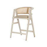 Tabitha 26.75" Seat Height Beige Fabric/Rattan Seat Blonde Wood Frame Counter Stool by Mercana at Eve Furniture