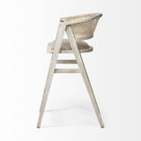Tabitha 30.75" Seat Height Beige Fabric/Rattan Seat Blonde Wood Frame Bar Stool by Mercana at Eve Furniture