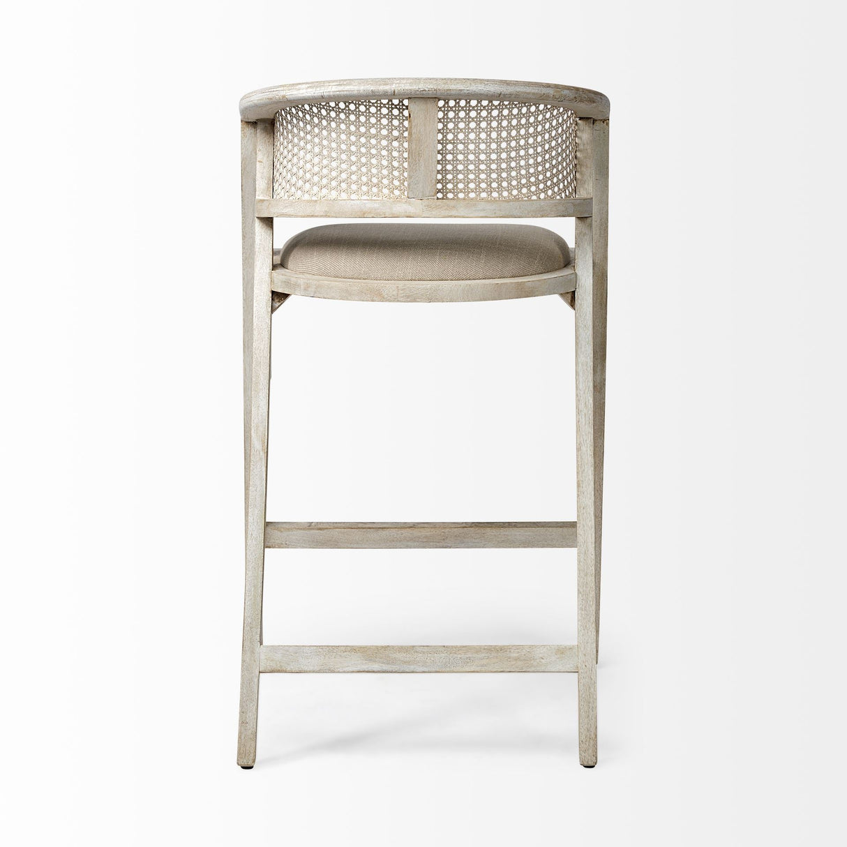 Tabitha 30.75" Seat Height Beige Fabric/Rattan Seat Blonde Wood Frame Bar Stool by Mercana at Eve Furniture