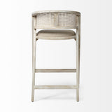 Tabitha 30.75" Seat Height Beige Fabric/Rattan Seat Blonde Wood Frame Bar Stool by Mercana at Eve Furniture