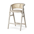 Tabitha 30.75" Seat Height Beige Fabric/Rattan Seat Blonde Wood Frame Bar Stool by Mercana at Eve Furniture